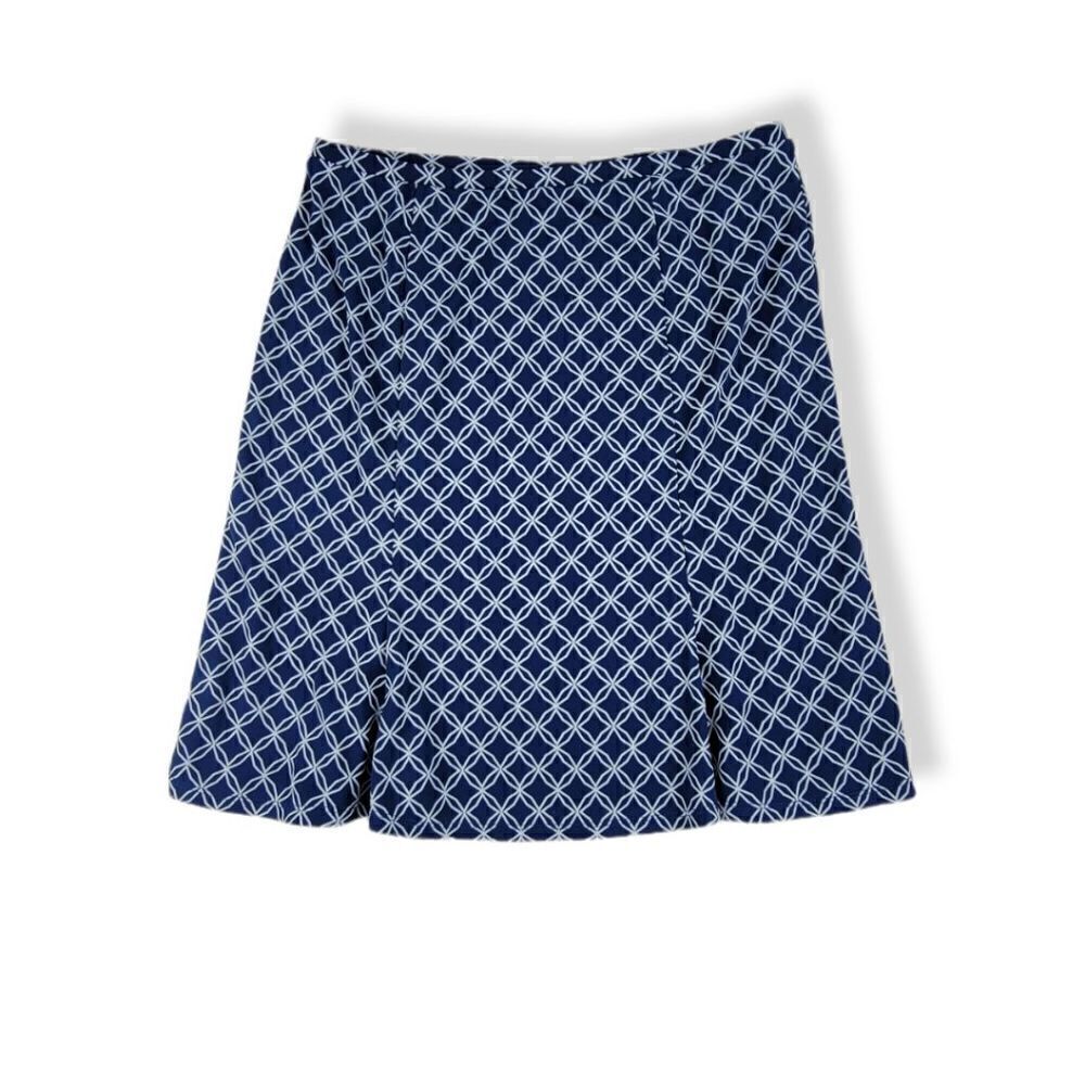 Express Blue and White geometric Print A-line Skirt Small